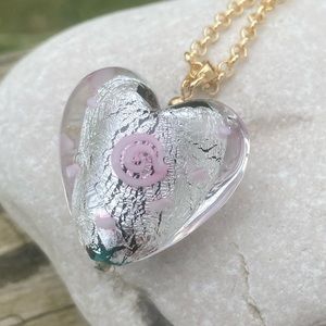 Venice glass heart necklace vintage Willabee & Ward Italian collection